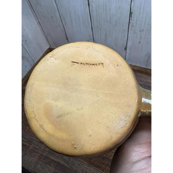 Frankoma Vintage Barrel Mug Tan Cream Green - Picture 7 of 9